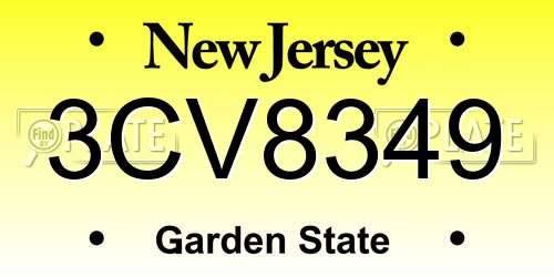 3CV8349 New Jersey License Plate