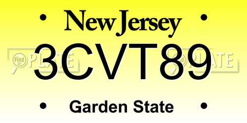 3CVT89 New Jersey License Plate