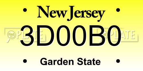3D00B0 New Jersey License Plate