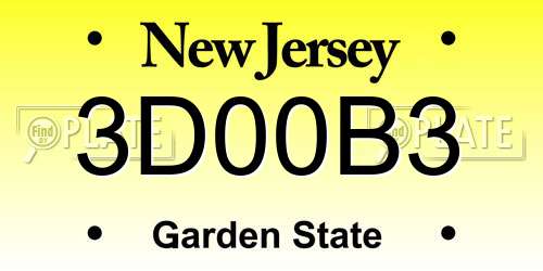 3D00B3 New Jersey License Plate