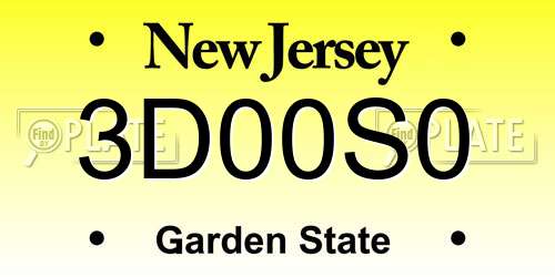 3D00S0 New Jersey License Plate