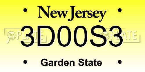 3D00S3 New Jersey License Plate