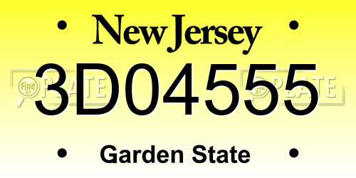 3D04555 New Jersey License Plate