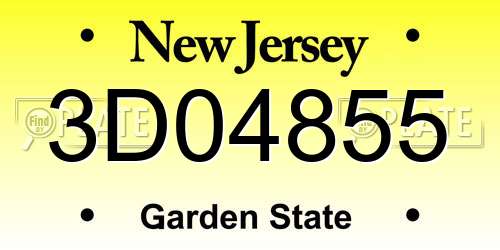 3D04855 New Jersey License Plate