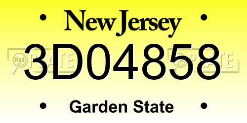 3D04858 New Jersey License Plate