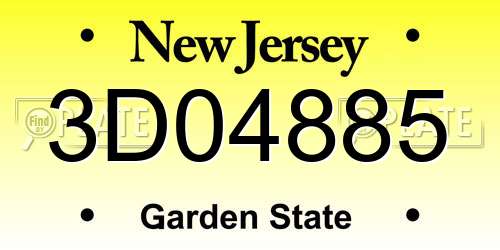 3D04885 New Jersey License Plate
