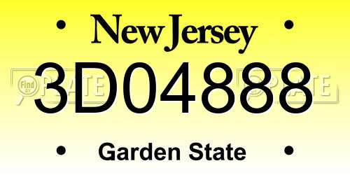 3D04888 New Jersey License Plate