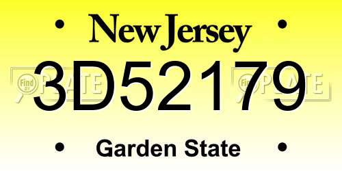3D52179 New Jersey License Plate