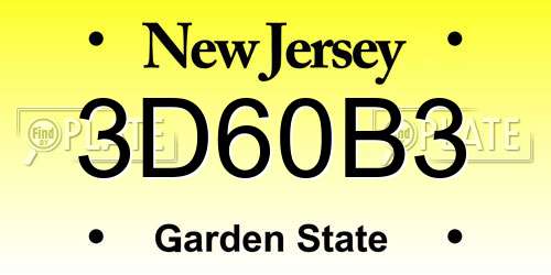 3D60B3 New Jersey License Plate