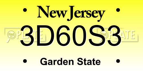 3D60S3 New Jersey License Plate