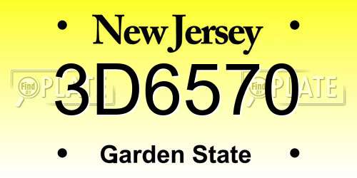 3D6570 New Jersey License Plate