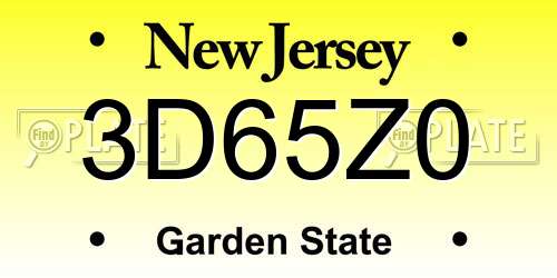 3D65Z0 New Jersey License Plate