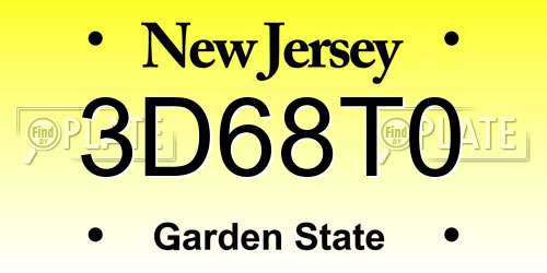 3D68T0 New Jersey License Plate