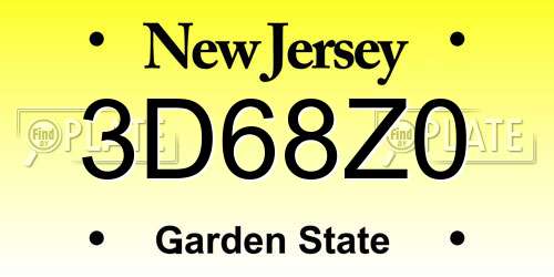 3D68Z0 New Jersey License Plate