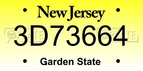 3D73664 New Jersey License Plate
