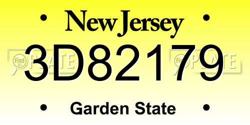 3D82179 New Jersey License Plate