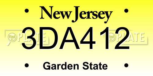 3DA412 New Jersey License Plate