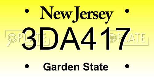 3DA417 New Jersey License Plate
