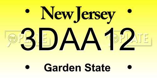 3DAA12 New Jersey License Plate