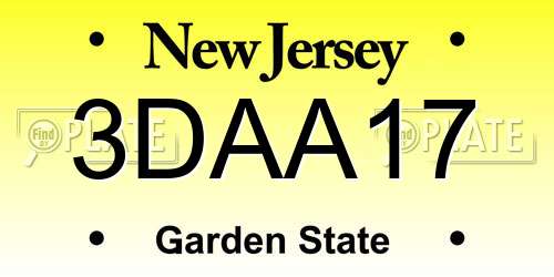 3DAA17 New Jersey License Plate