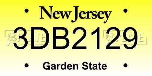 3DB2129 New Jersey License Plate