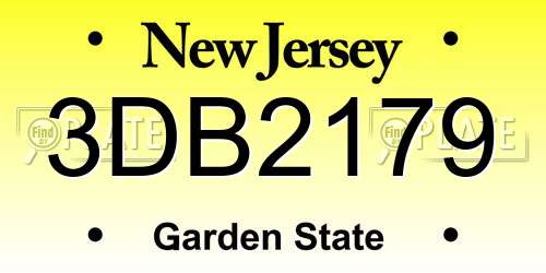 3DB2179 New Jersey License Plate