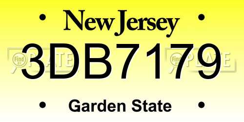 3DB7179 New Jersey License Plate