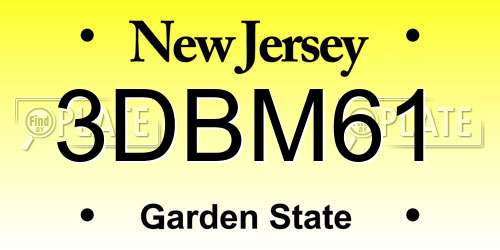 3DBM61 New Jersey License Plate
