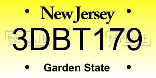 3DBT179 New Jersey License Plate