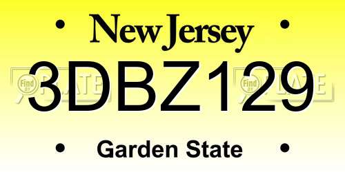 3DBZ129 New Jersey License Plate