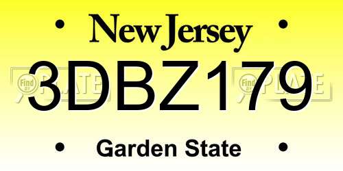 3DBZ179 New Jersey License Plate