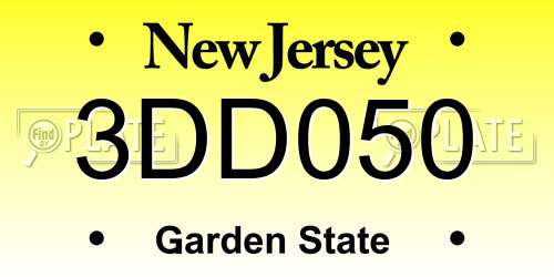 3DD050 New Jersey License Plate