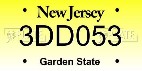 3DD053 New Jersey License Plate