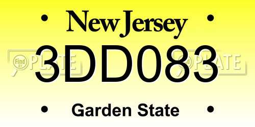 3DD083 New Jersey License Plate