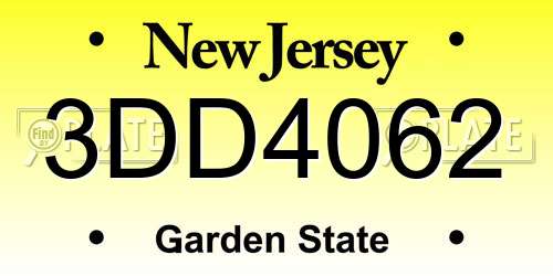 3DD4062 New Jersey License Plate