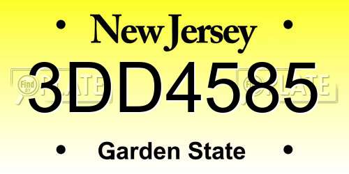 3DD4585 New Jersey License Plate