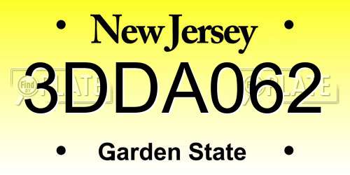 3DDA062 New Jersey License Plate