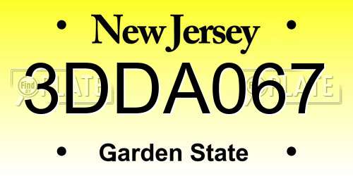 3DDA067 New Jersey License Plate