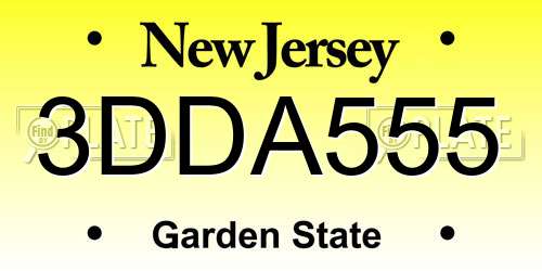 3DDA555 New Jersey License Plate