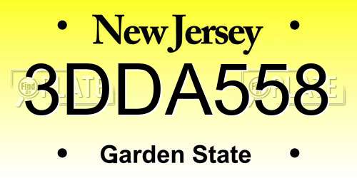 3DDA558 New Jersey License Plate