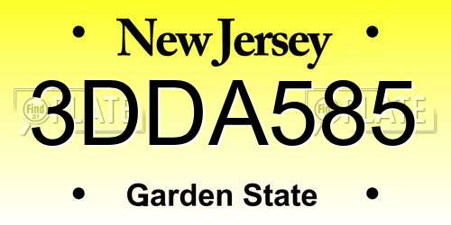 3DDA585 New Jersey License Plate