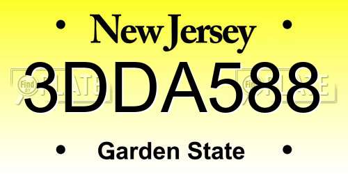 3DDA588 New Jersey License Plate