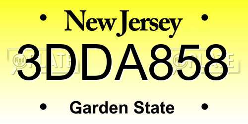 3DDA858 New Jersey License Plate