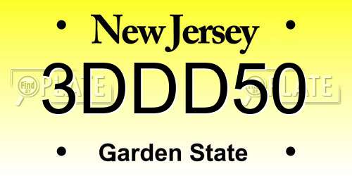 3DDD50 New Jersey License Plate