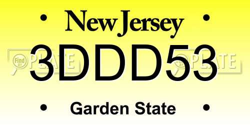 3DDD53 New Jersey License Plate