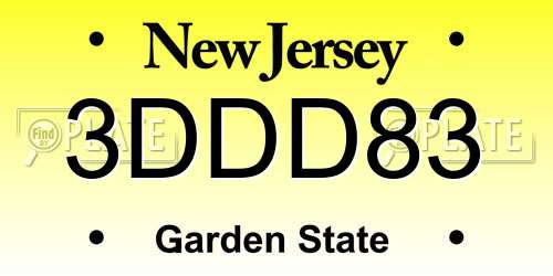 3DDD83 New Jersey License Plate