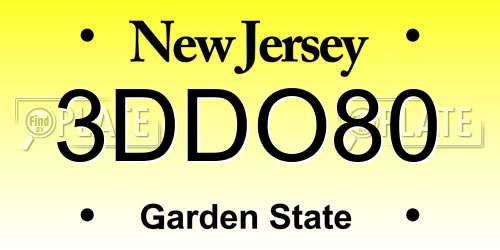 3DDO80 New Jersey License Plate