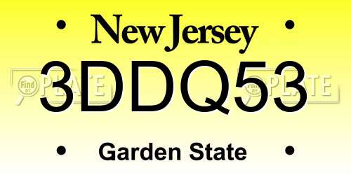 3DDQ53 New Jersey License Plate