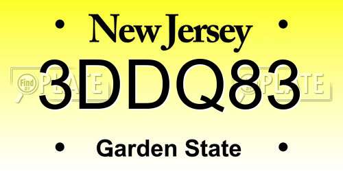 3DDQ83 New Jersey License Plate