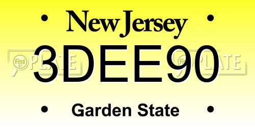3DEE90 New Jersey License Plate
